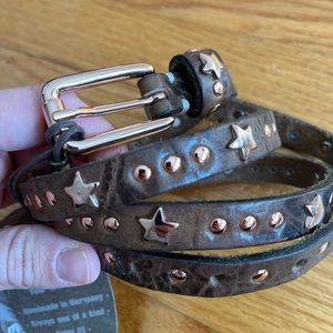 Studded leather belt handmade in Germany